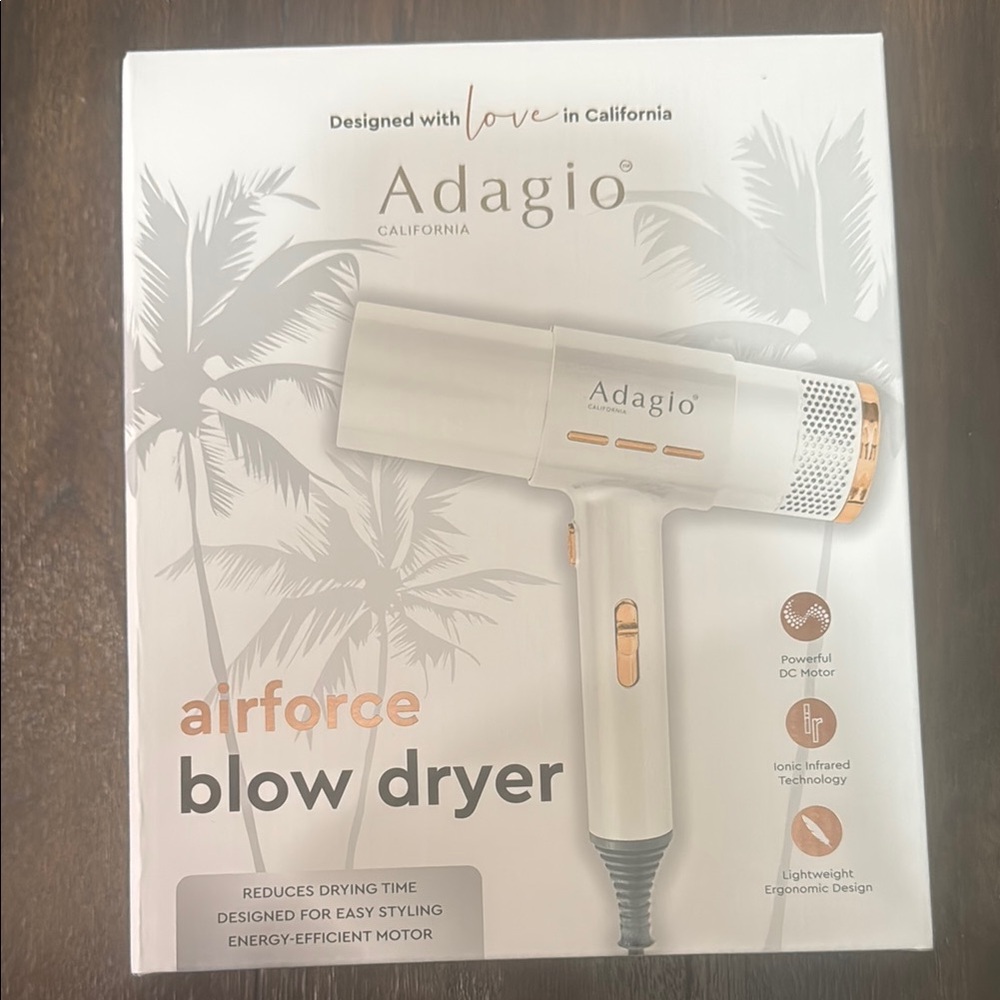 Adagio Airforce Blow Dryer in White and gold